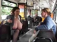 Gigantic Tits Milking On Bus
