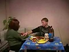 Russian mom celebrating with young neighbour
